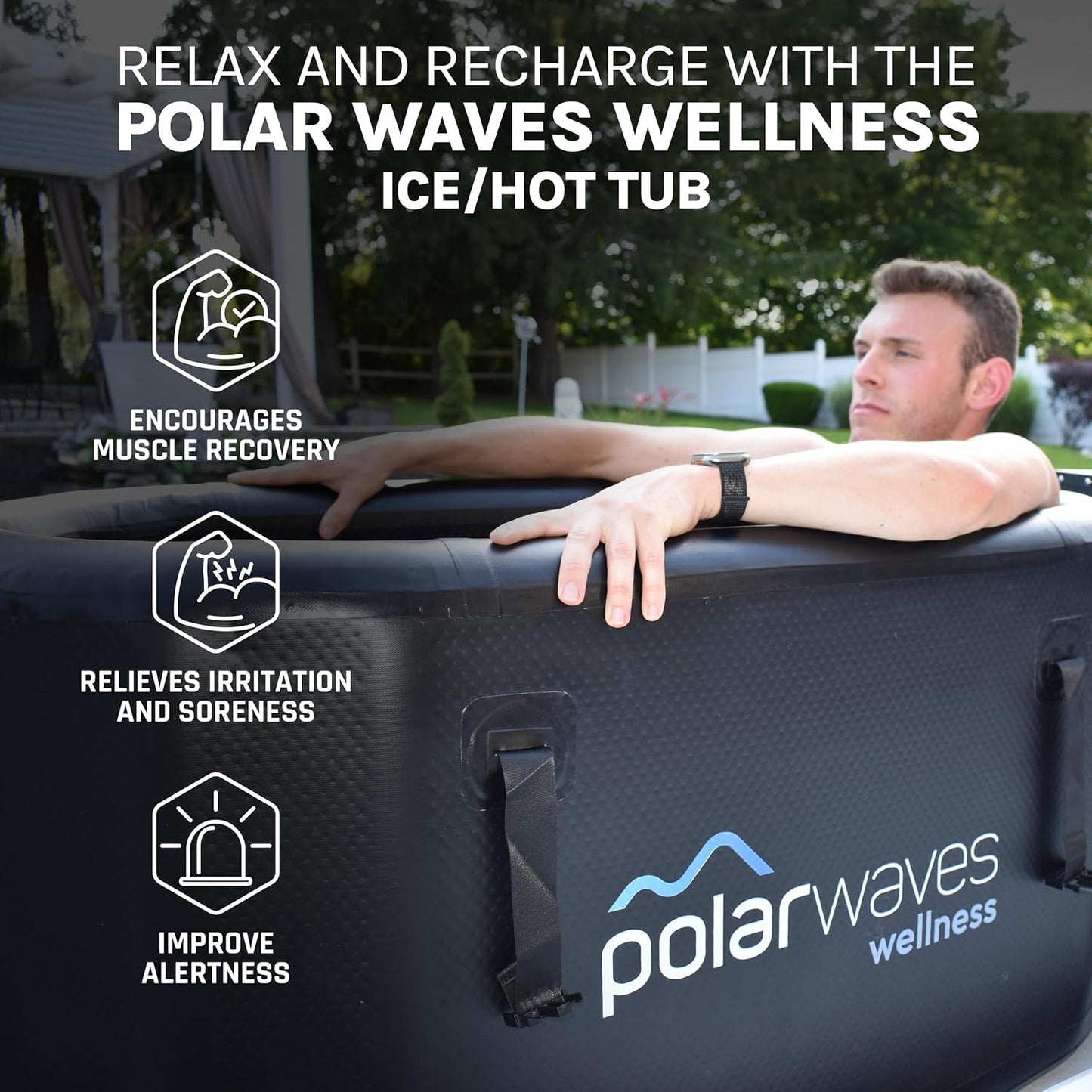 Ice & Hot Tub - Inflatable Hot Tub - Cold Plunge Tub - Portable Ice Bath - Cold Tub for Athletes by PolarWaves Wellness