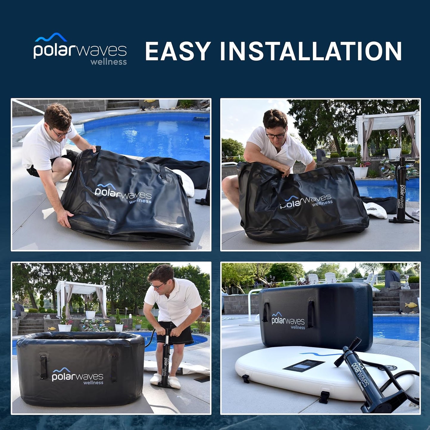 Ice & Hot Tub - Inflatable Hot Tub - Cold Plunge Tub - Portable Ice Bath - Cold Tub for Athletes by PolarWaves Wellness